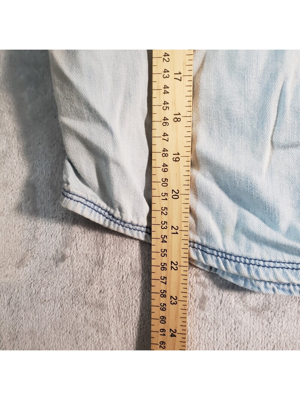 Free People XS Blue Denim Western Paisley Button-Up Shirt Pockets - Picture 7 of 9